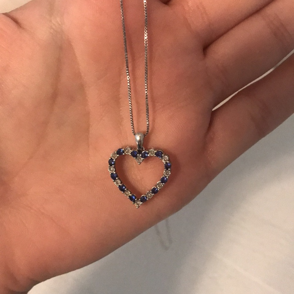 Diamond and Sapphire Heart Necklace